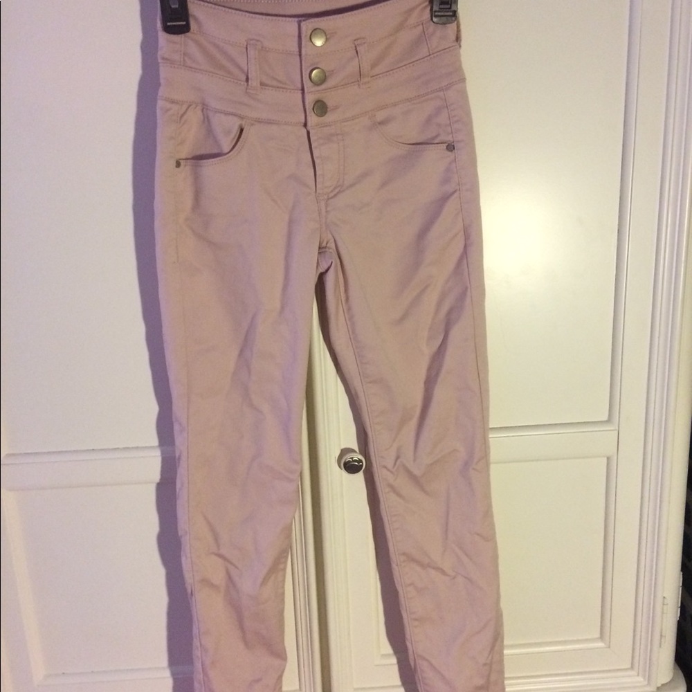 LIGHT PINK HIGH WAISTED SKINNY JEANS