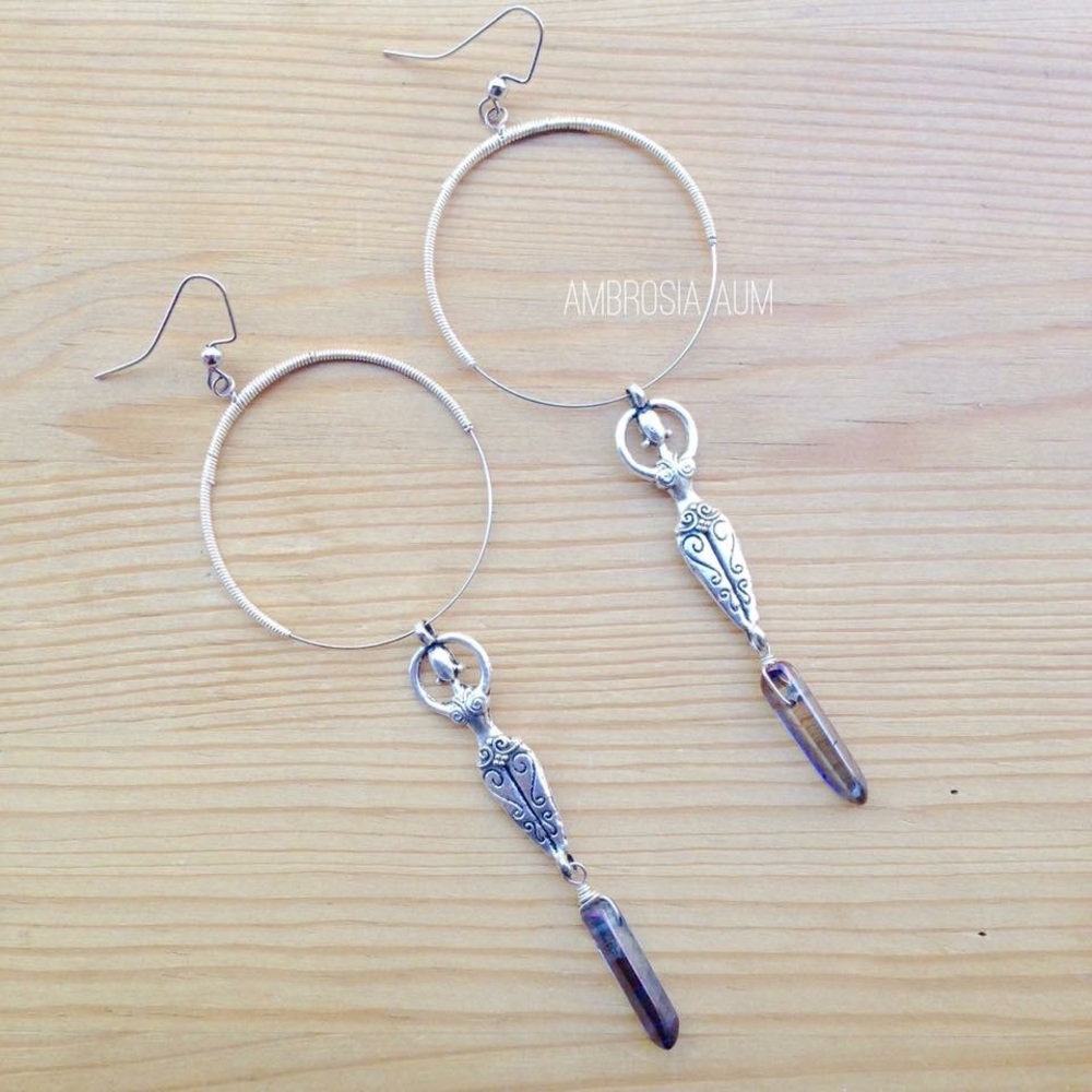 Goddess Hoops with Quartz