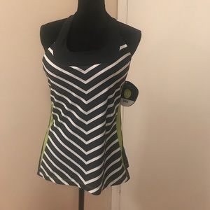 NWT Moxie Cycling Top Black and White Striped XL