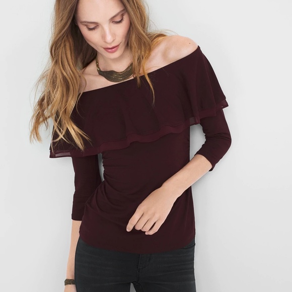 Off the shoulder flounce top shirt SOLD - Picture 3 of 5