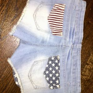 American Flag denim shorts