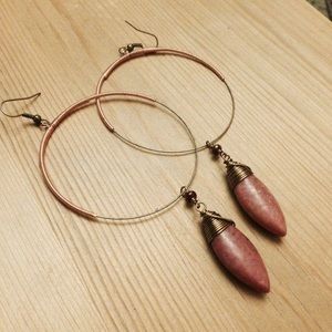 Brass Hoop, Rose Gold, Rose Jasper
