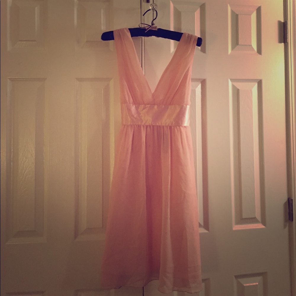 Pink chiffon dress with satin bow, new with tags!