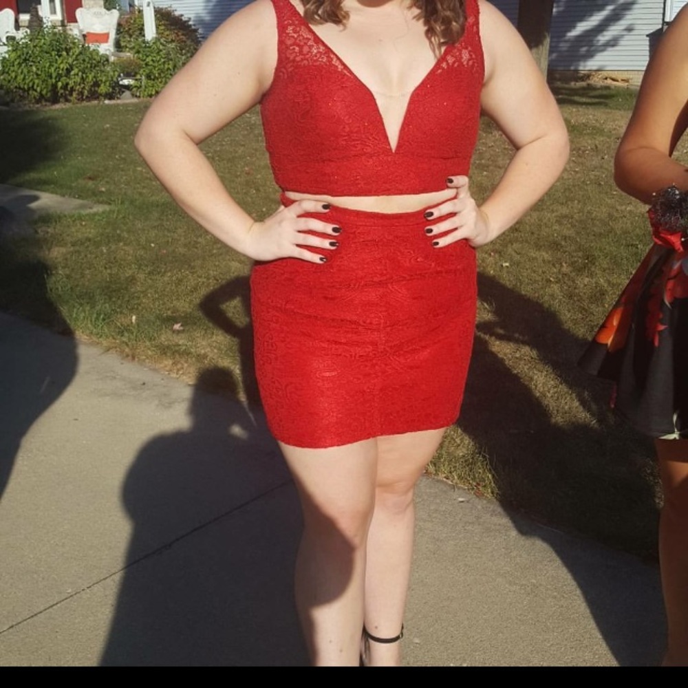 Red 2 piece homecoming dress