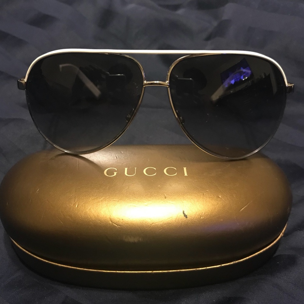 White Aviator Gucci Sunglasses
