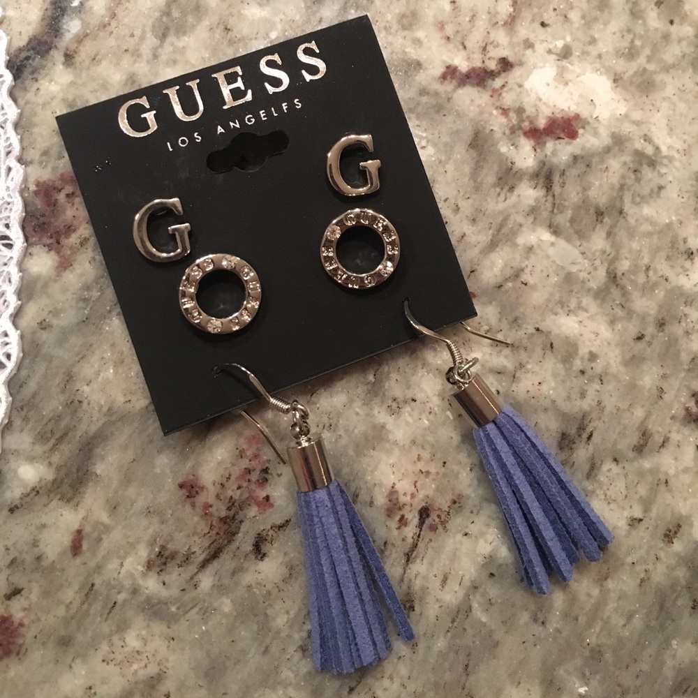New Guess earrings ! Tassle and Studs ! 3 set