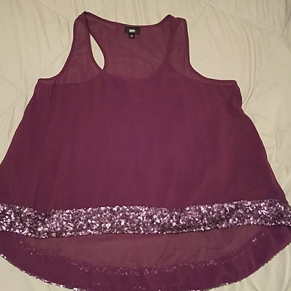 Mossimo Hi Lo Sequin Racerback Top Size Large