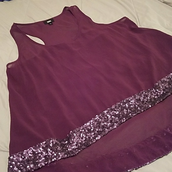 Mossimo Hi Lo Sequin Racerback Top Size Large - Picture 2 of 3