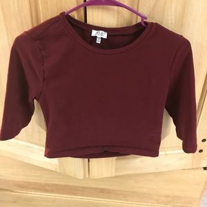 Burgundy 1/2 Sleeve Crop Top