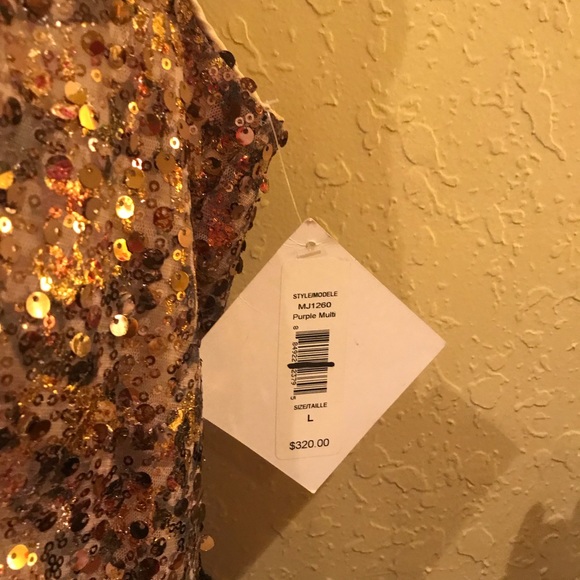 NWT Badgley Mischka copper sequin dress - Picture 2 of 4