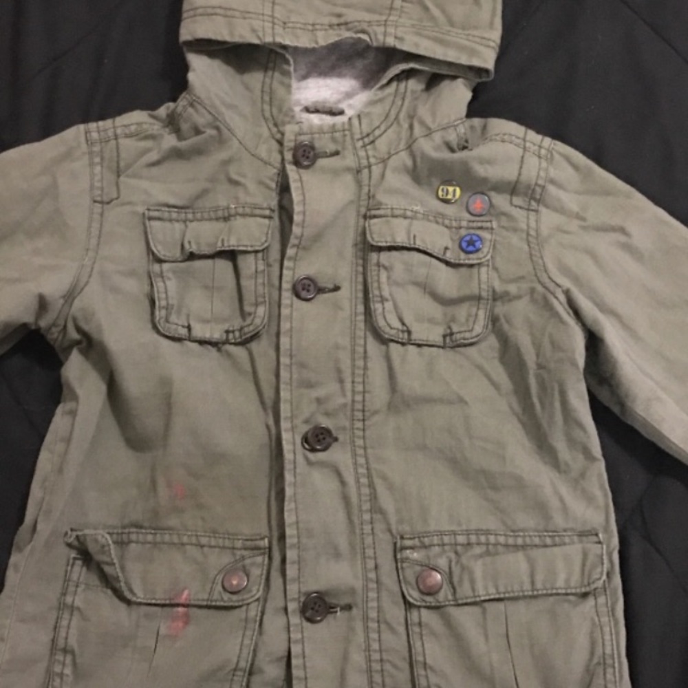 Olive green khaki jacket- old navy boys size5t /5a