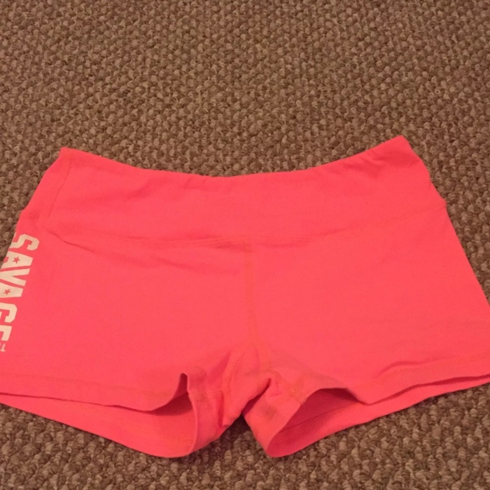 Medium savage barbell coral booty shorts