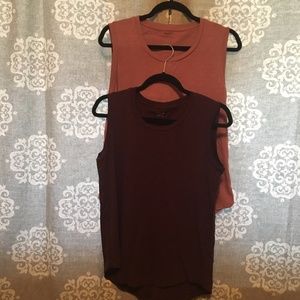 Two Madewell Whisper Cotton Crewneck Muscle Tanks