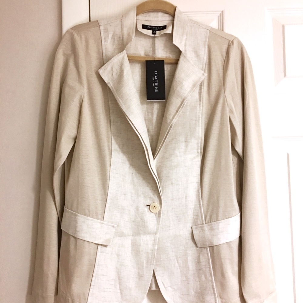🆕 Lafayette 148 NY beige linen blazer / jacket