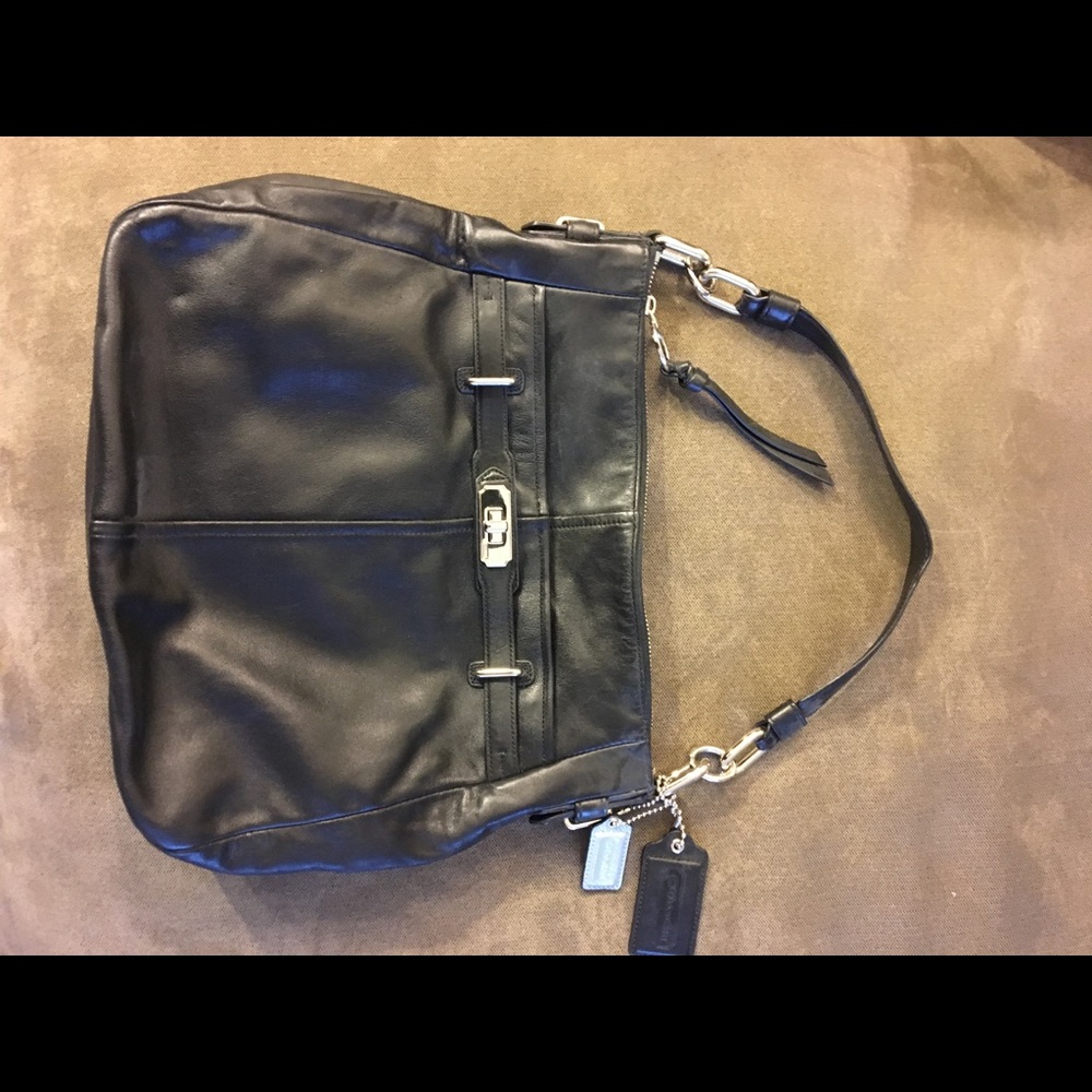 Coach Black Leather Hobo Bag