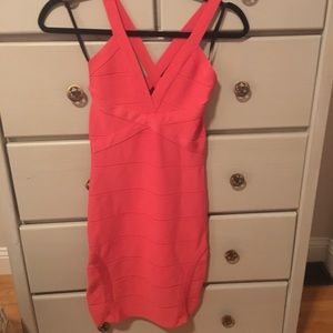Worn one time.. coral Bodycon BEBE dress