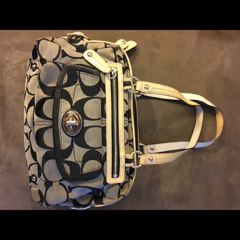 Coach Gray and Black Signature Jacquard Handbag