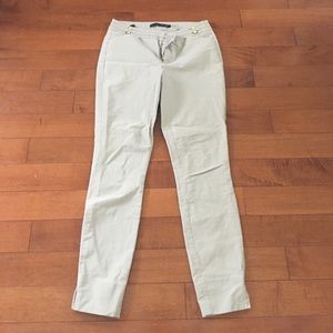 Khaki slim leg pants.