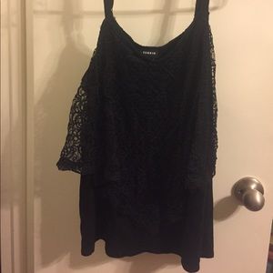 Torrid Black tank with lace overlay