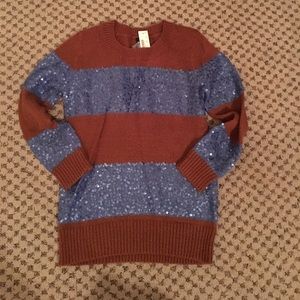J Crew blue Sequin Stripe Sweater XS NWT 🧁🐼!!