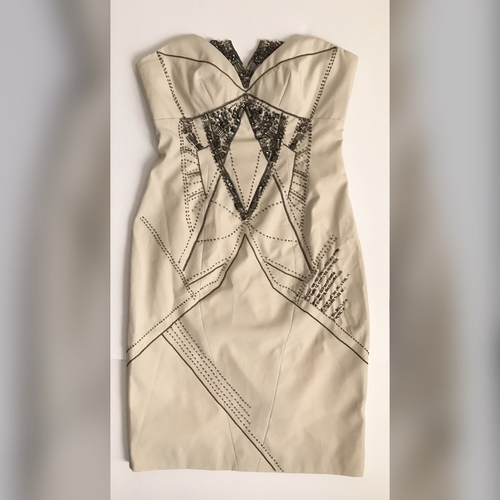 NWOT House of CB Hand Embroidered Strapless Dress