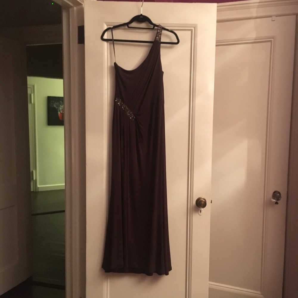 David Meister brown gown w/stones