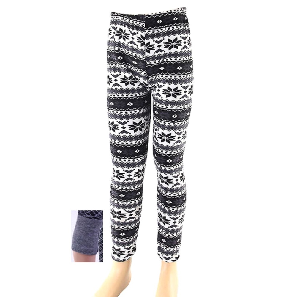 OSFM Fleece Winter Print Leggings NWOT