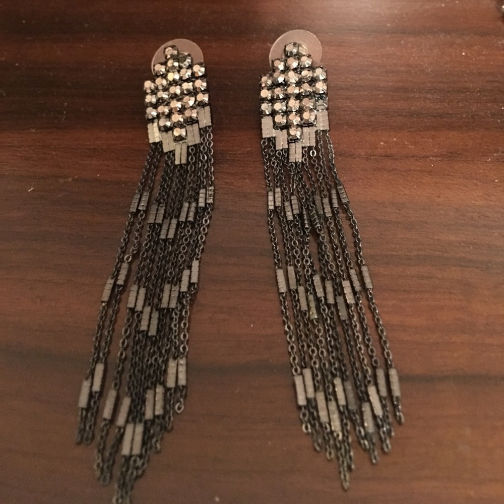 Deep gray metal dangly earrings