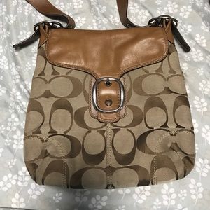 Coach crossbody handbag khaki & tan