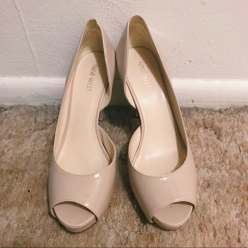 Nine West Nude Peep Toe Heels