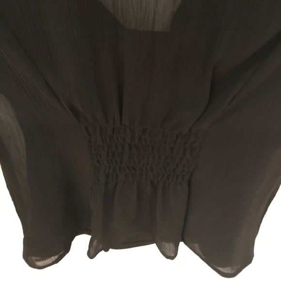 Satin Ruffle Collared Blouse w/Capped Sleeves - Picture 7 of 8