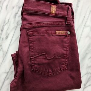 7 For All Mankind Skinny Burgundy Pants