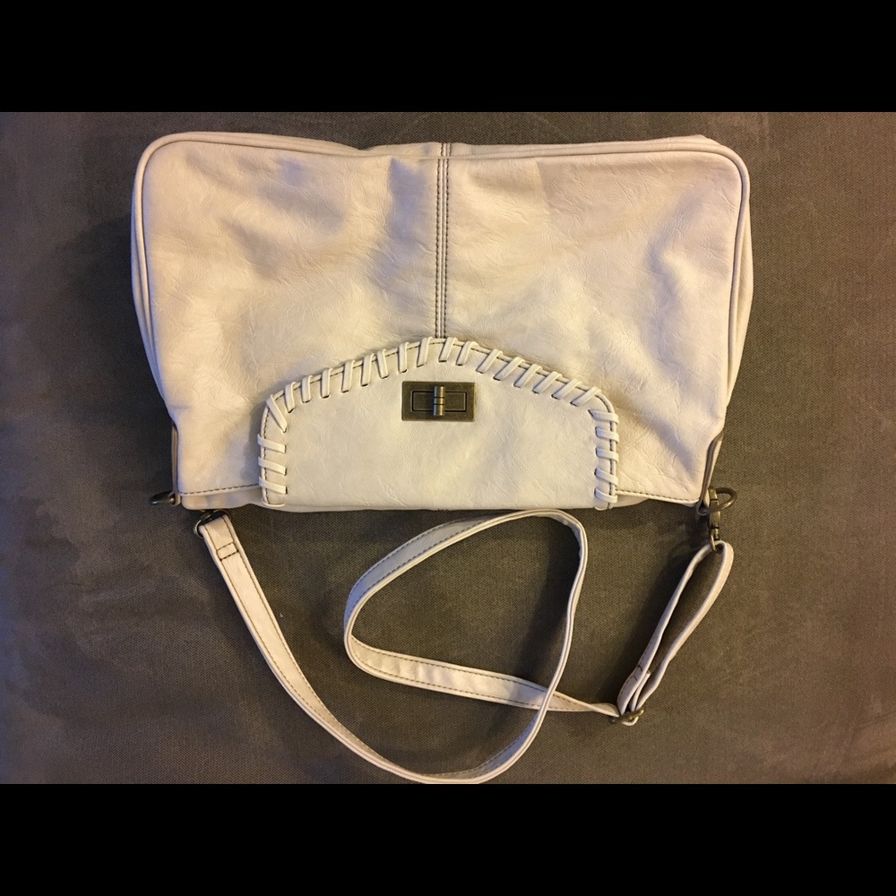 Aldo Cream Vegan Leather Fold Over Messenger