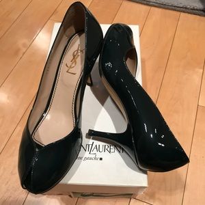 Ysl forest green patent pumps