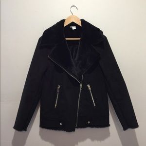 H&M shearling moto fur winter jacket