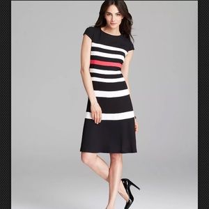 Anne Klein Women's Cap Sleeve Striped A Line Dress