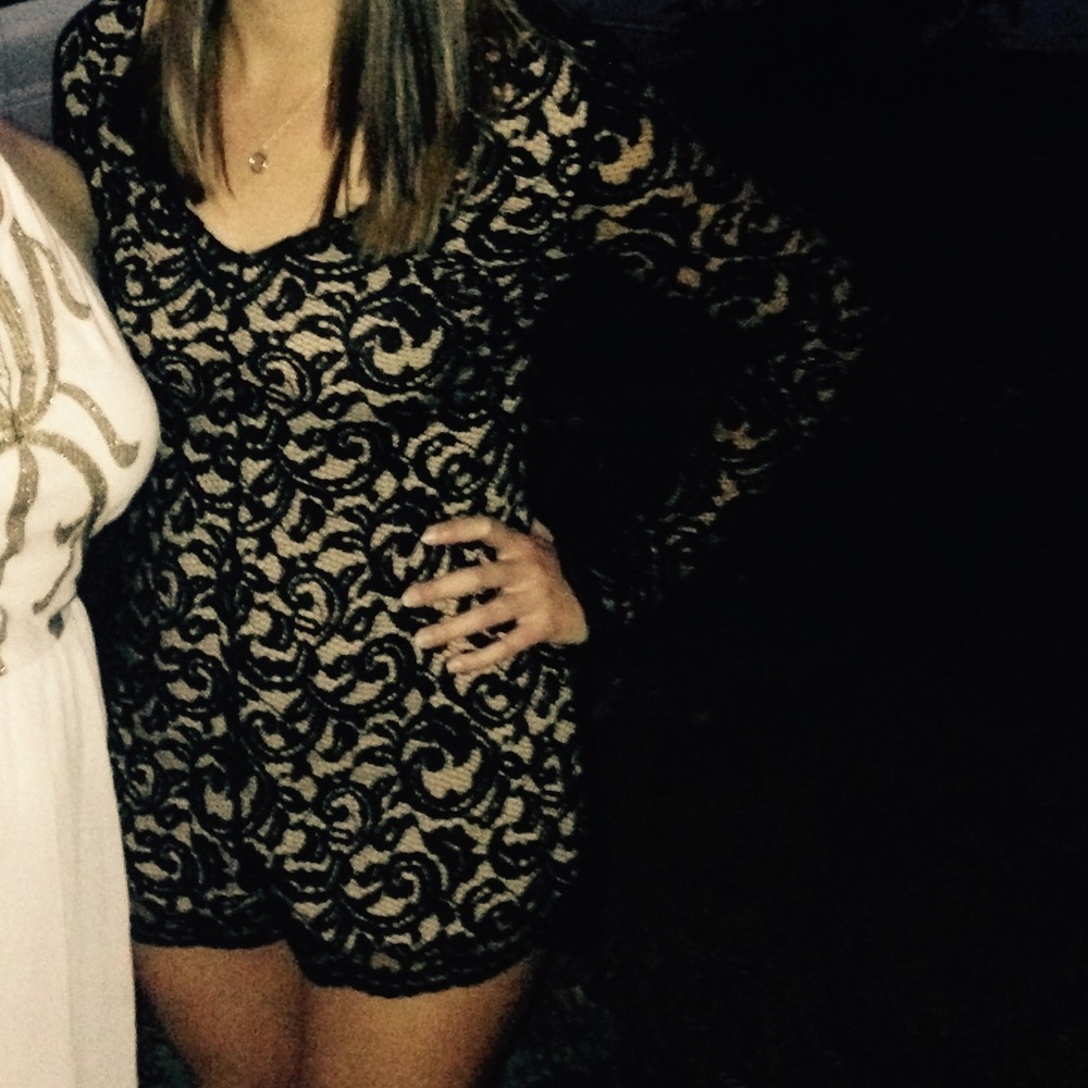Black lace ROMPER with nude lining (sewn in)