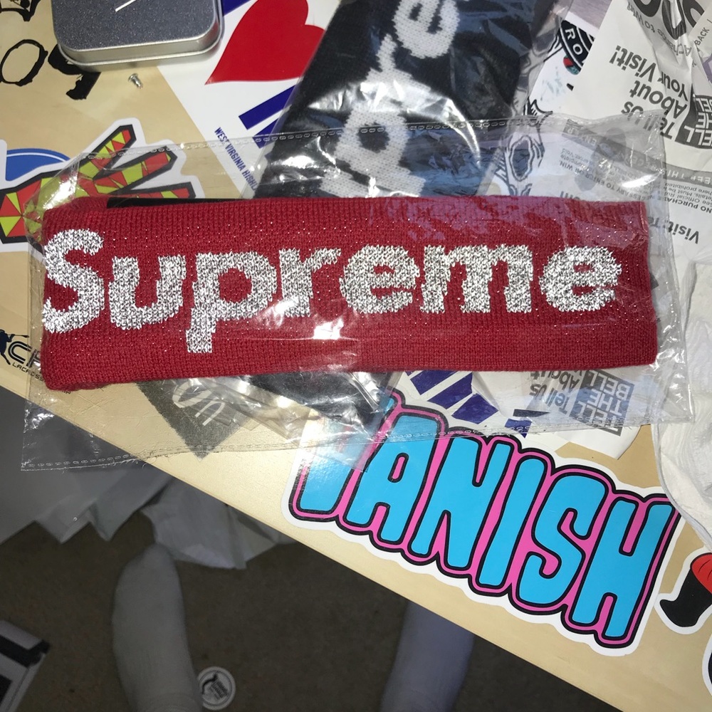 Red Supreme reflective headband