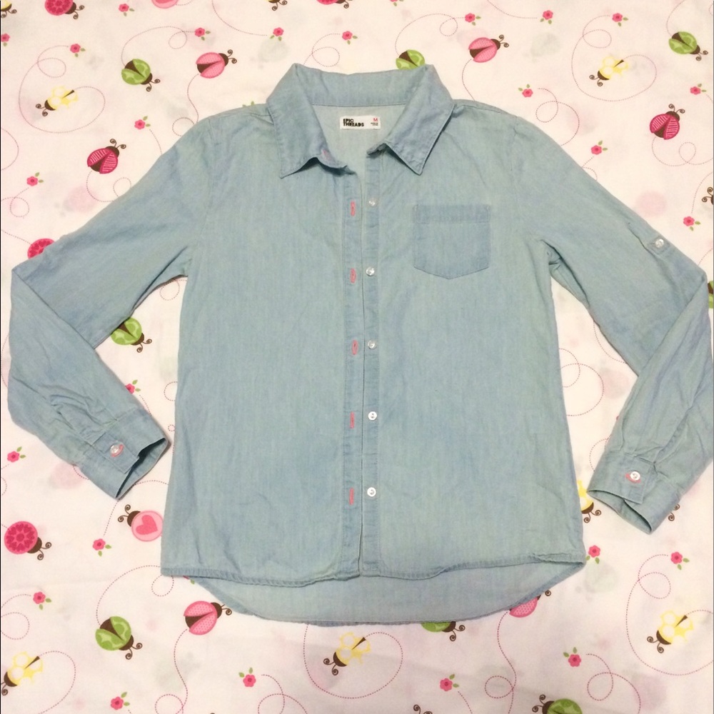 *SOLD* Girls Chambray Button Down