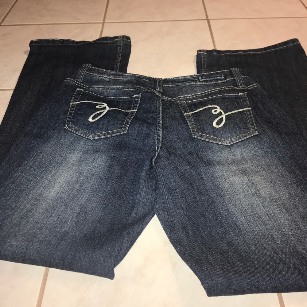 Wide leg jeans.