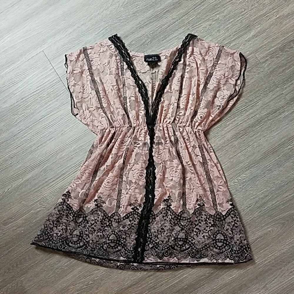 Sheer lace floral blouse