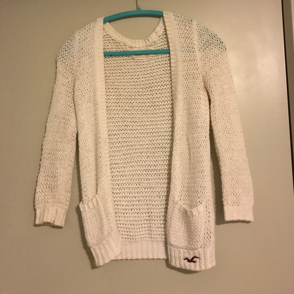 White cardigan sweater