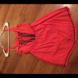 Orange embroidered dress