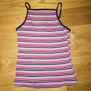 High-neck Striped Tank Top