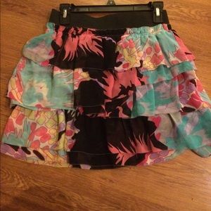 Sheer floral mini skirt