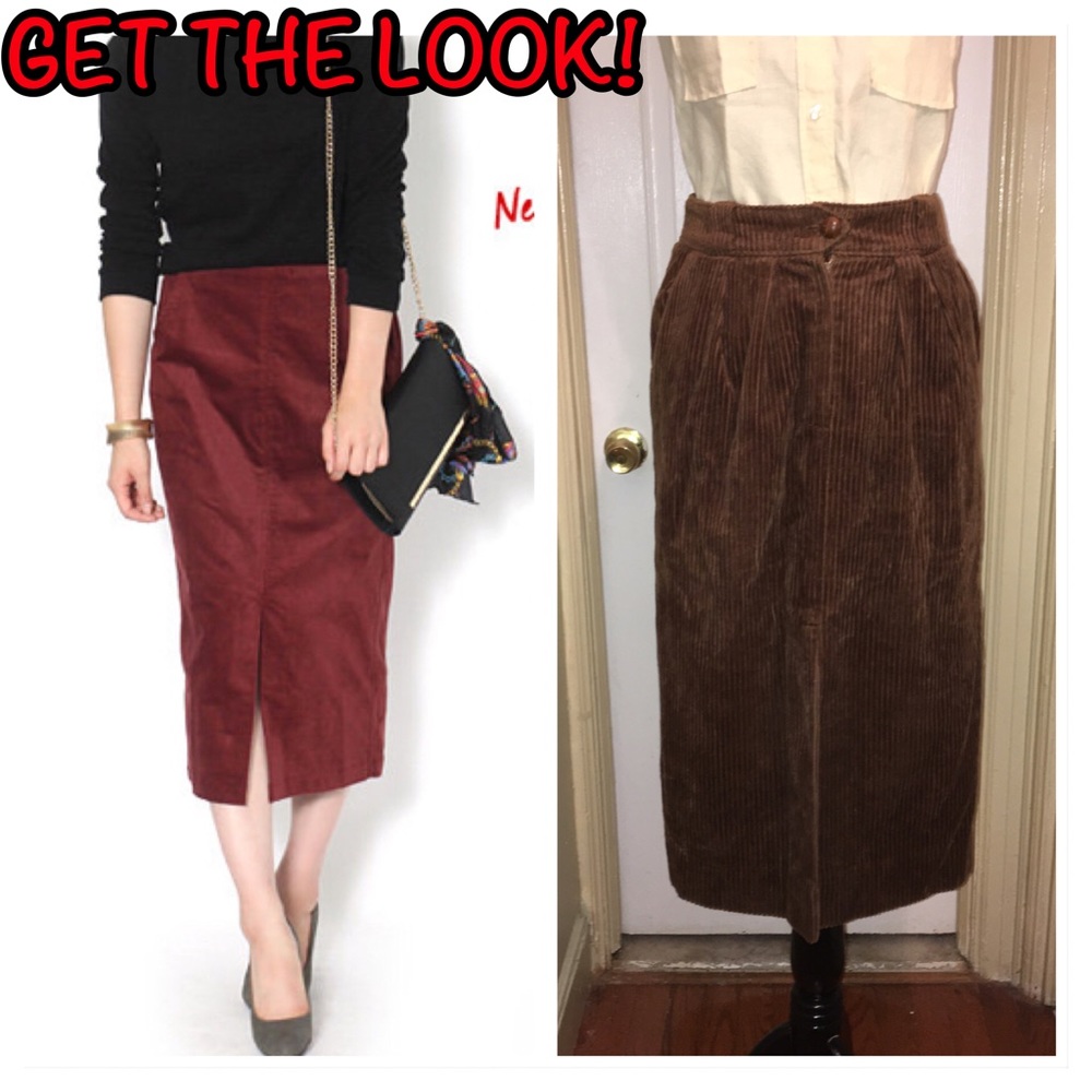 🍂🍁 Fall VTG Anne Klein Corduroy Midi Pencil Skirt Sz 6