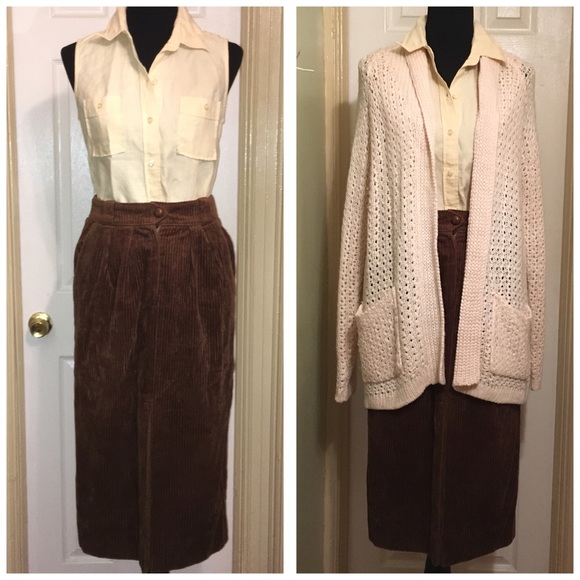 🍂🍁 Fall VTG Anne Klein Corduroy Midi Pencil Skirt Sz 6 - Picture 3 of 7