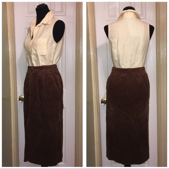 🍂🍁 Fall VTG Anne Klein Corduroy Midi Pencil Skirt Sz 6 - Picture 4 of 7