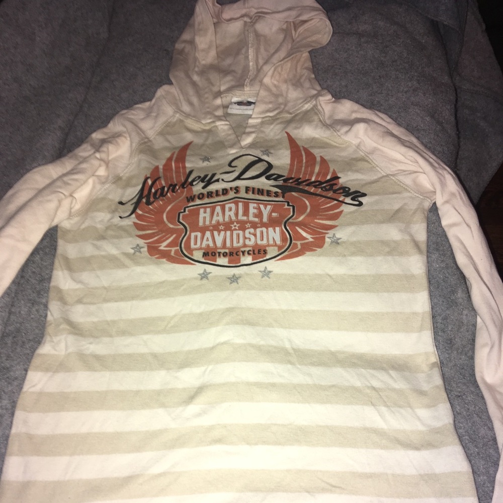 Harley Davidson Motor Cycle Long Sleeve Shirt hood