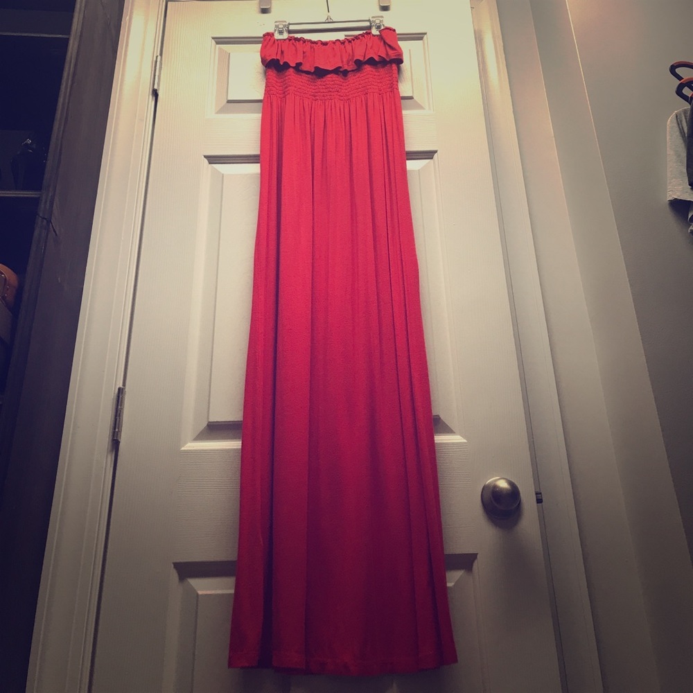 Forever 21 Red strapless maxi dress Medium